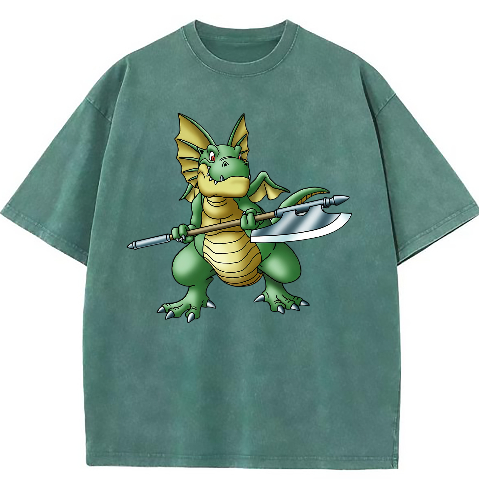 （画像用） ドラゴンクエスト Doragon Kuesuto Dragon Quest 綿100% ヴィンテージ風 半袖Tシャツ（フロントプリント）
